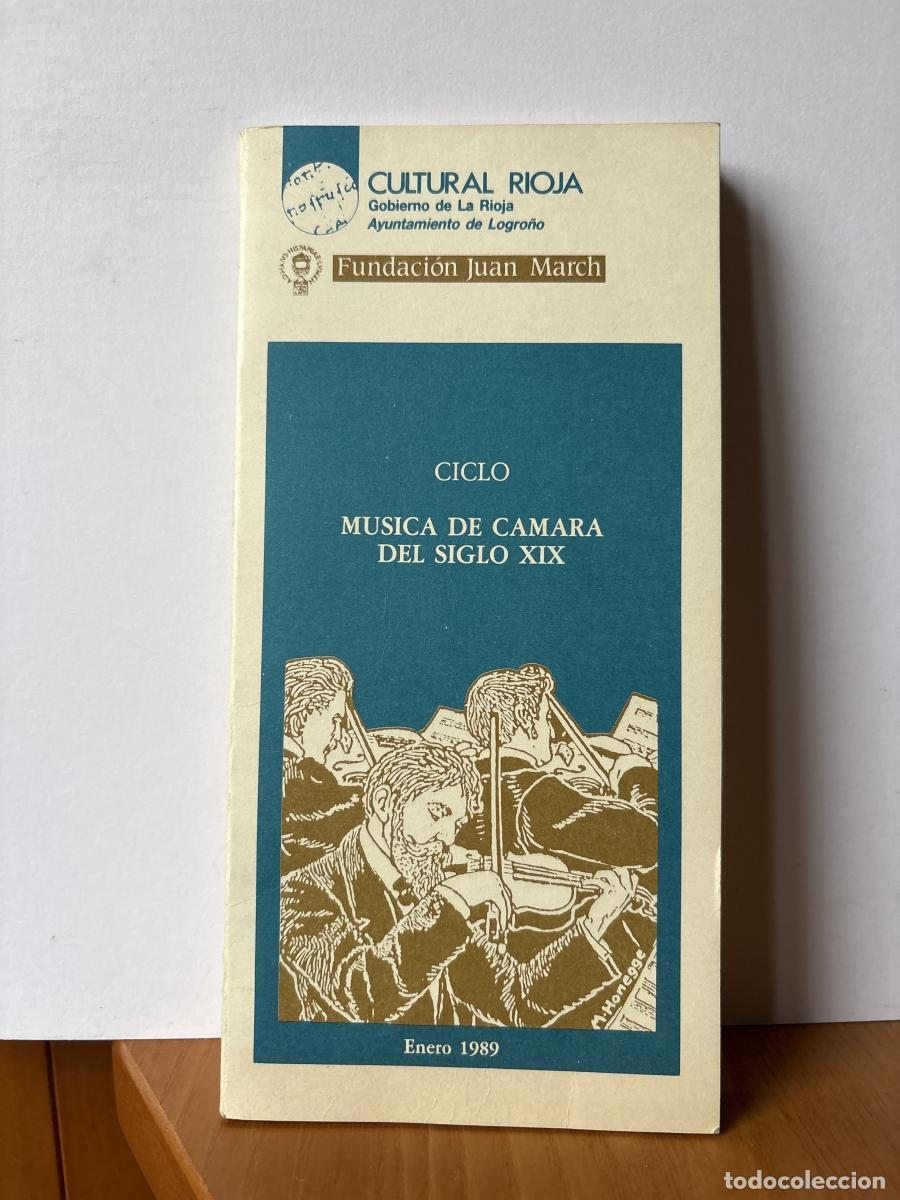 Libros: CULTURAL RIOJA. PROGRAMA ENERO 1989. CICLO MUSICA DE CAMARA DEL SIGLO XIX. - TDK441