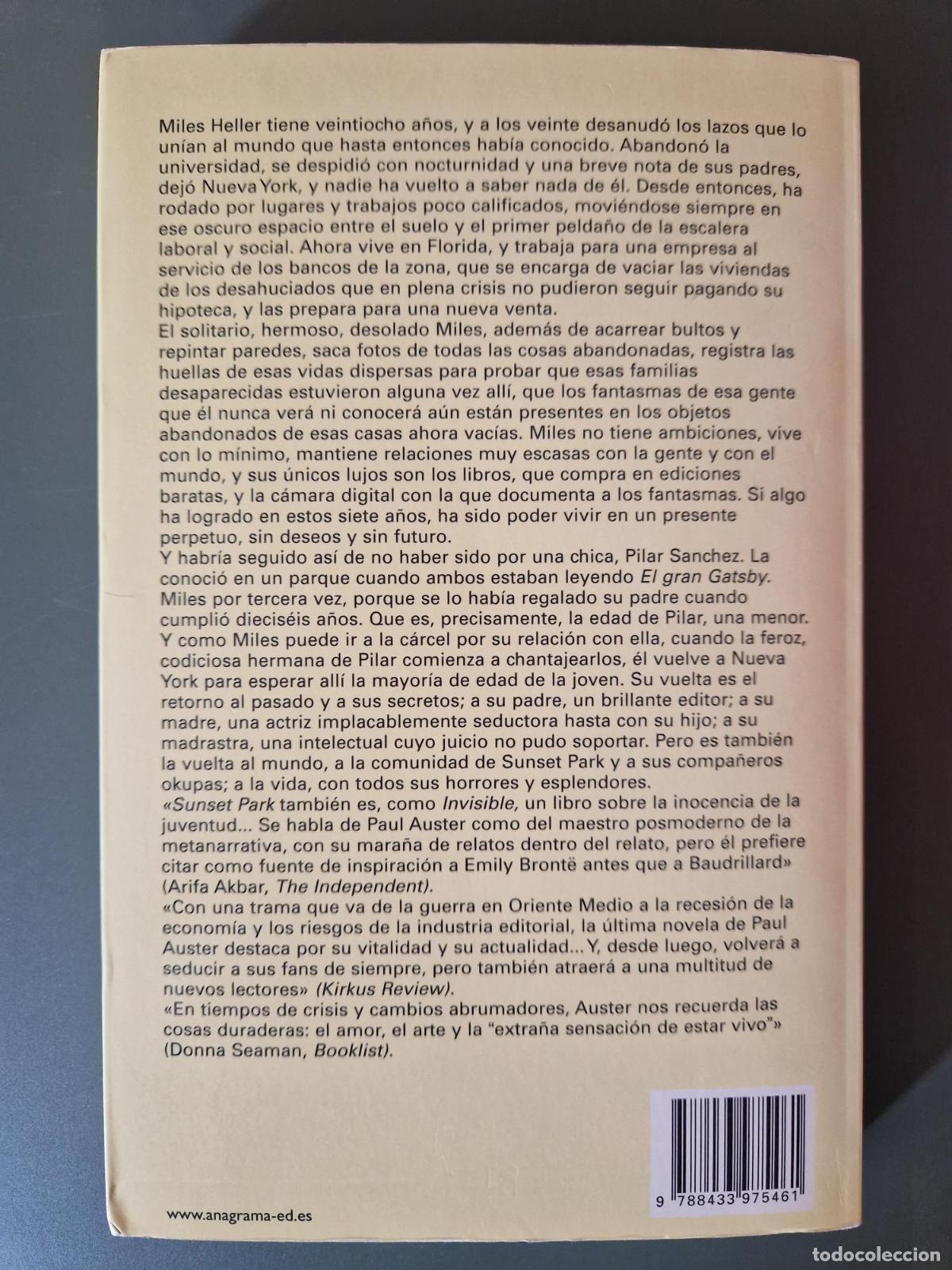 Libros: Sunset Park (Ed. Castellano) - Paul Auster - Foto 3