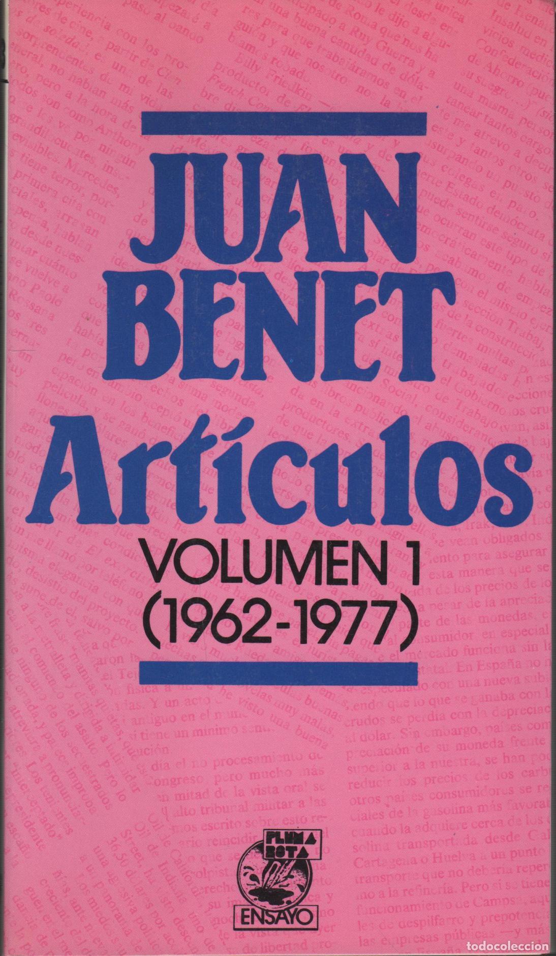 Libri di seconda mano: ART&Iacute;CULOS. VOLUMEN 1 (1962-1977) BENET, JUAN - EDITORIAL: Ediciones Libertarias - BENET, JUAN