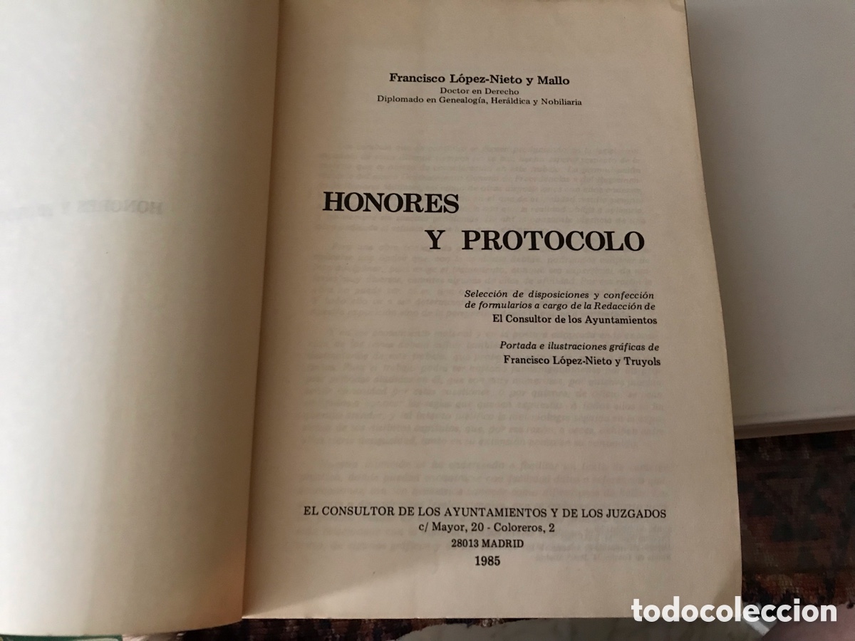 Libros: Honores y protocolo. Francisco L&oacute;pez-Nieto y Mallo. - Foto 2