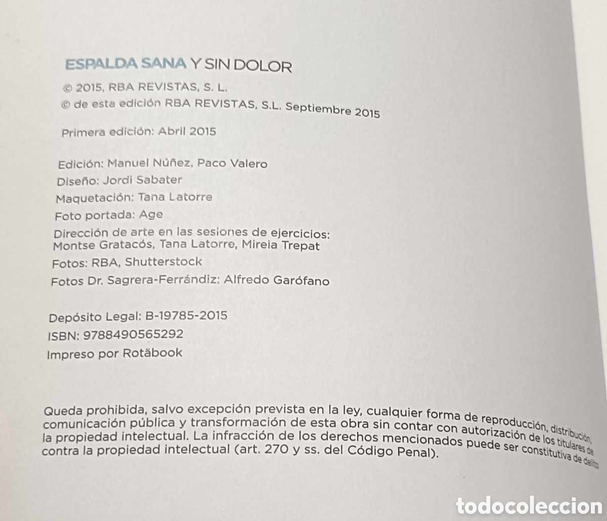 Libros: Espalda sana y sin dolor - Dr. Sagrera-Ferr&aacute;ndiz (RBA, 2015) - Foto 6