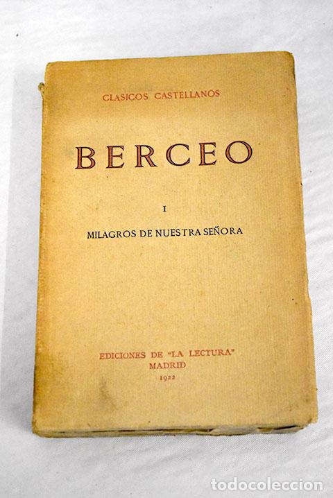 Libros: Milagros de Nuestra Se&ntilde;ora, tomo I.- Gonzalo de Berceo