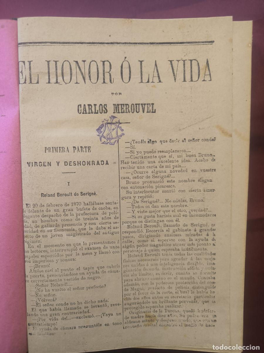 Libros: El honor o la vida. - El testamento de la Mazzolini - Por una mirada - La hija del amante - vv.aa