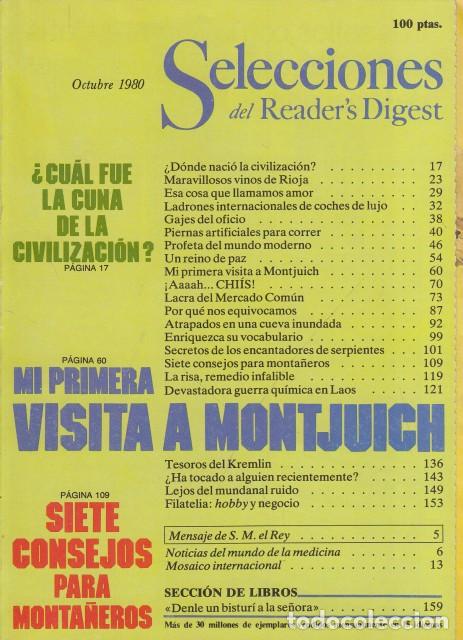 Livres: SELECCIONES DEL READER'S DIGEST. OCTUBRE 1980 - SELECCIONES DEL READER'S DIGEST