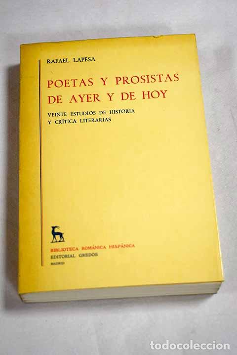 Livros em segunda m&atilde;o: Poetas y prosistas de ayer y de hoy: veinte estudios de historia y cr&iacute;tica literarias