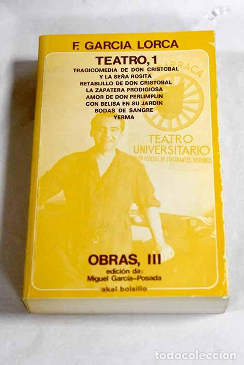 Libri di seconda mano: Teatro, tomo I: Garc&iacute;a Lorca, Federico.- Garc&iacute;a Lorca, Federico
