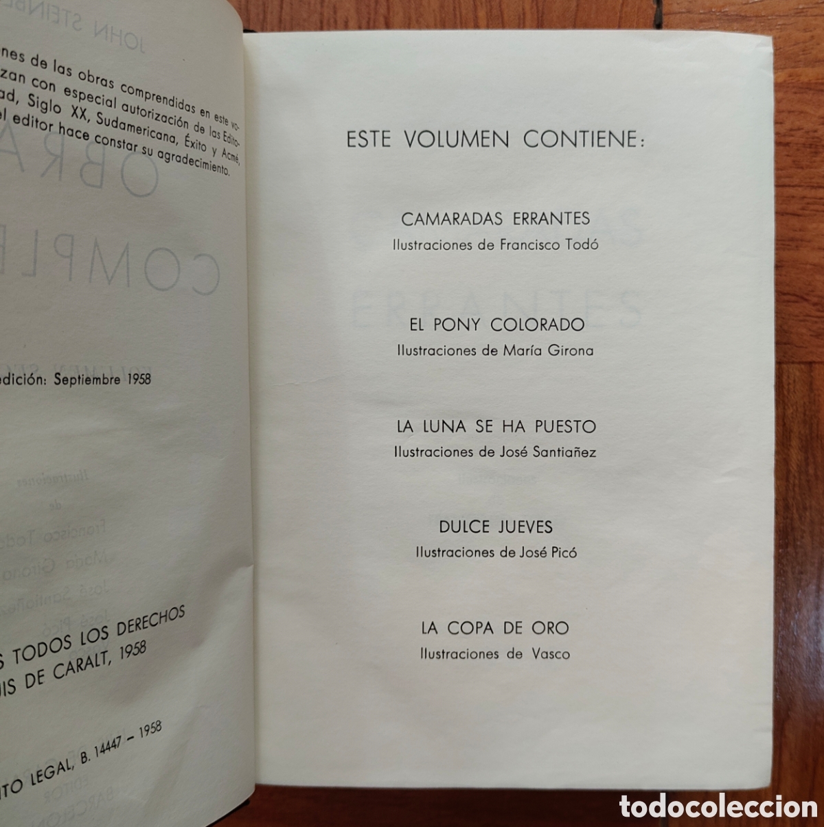Libros: Obras Completas I y II - Primera Edici&oacute;n - 1957 - John Steinbeck - Foto 8