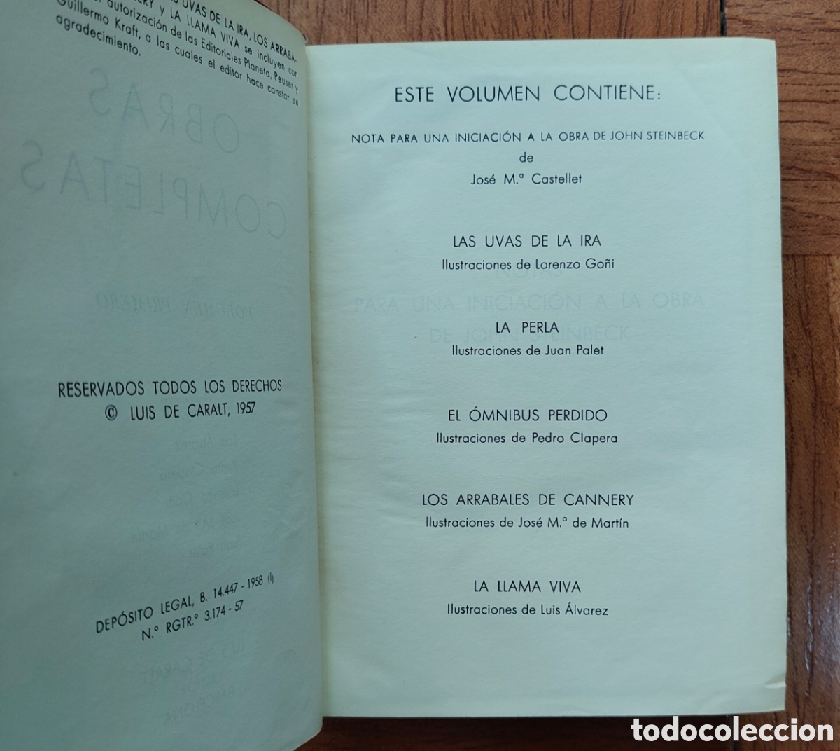 Libros: Obras Completas I y II - Primera Edici&oacute;n - 1957 - John Steinbeck - Foto 9