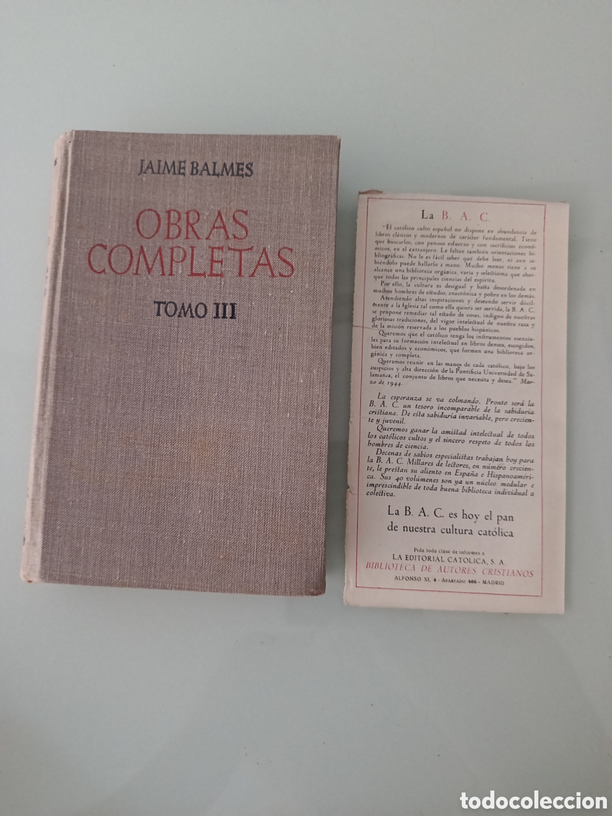 Libros: JAIME BALMES OBRAS COMPLETAS TOMO III BAC - Foto 4