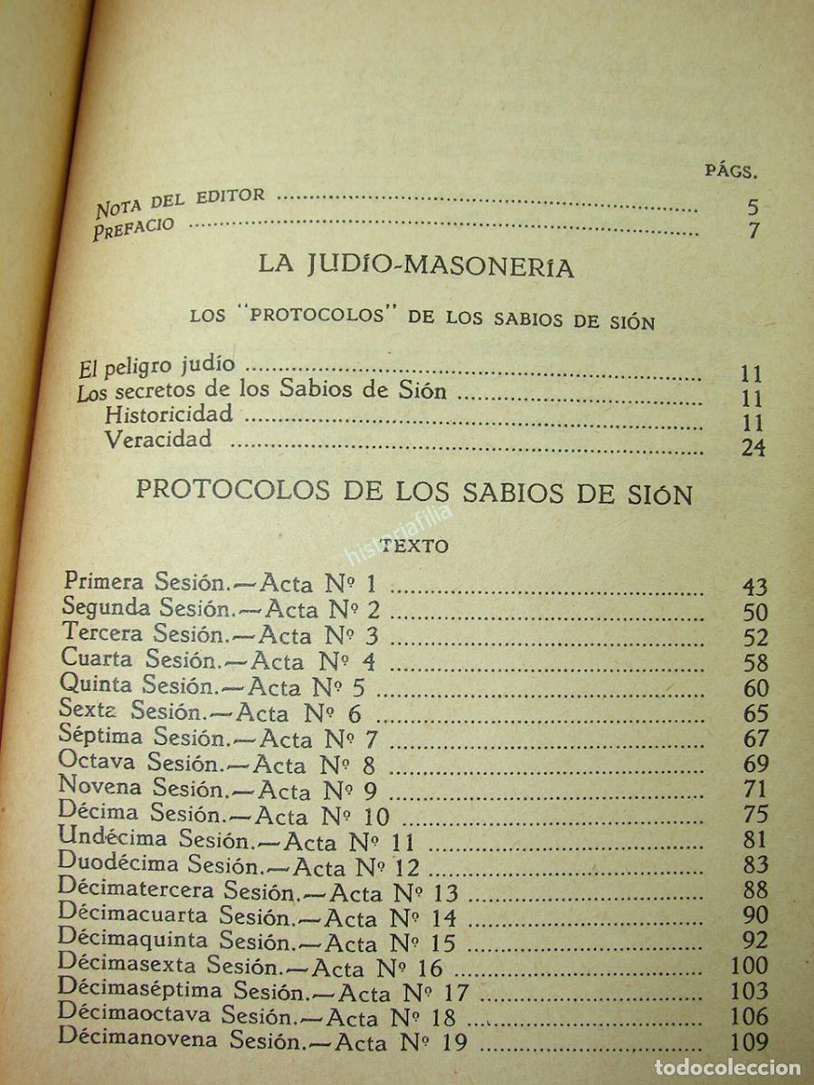 Libros: LIBRO. LOS PROTOCOLOS DE LOS SABIOS DE SION 1960 -POLITICA - Foto 5