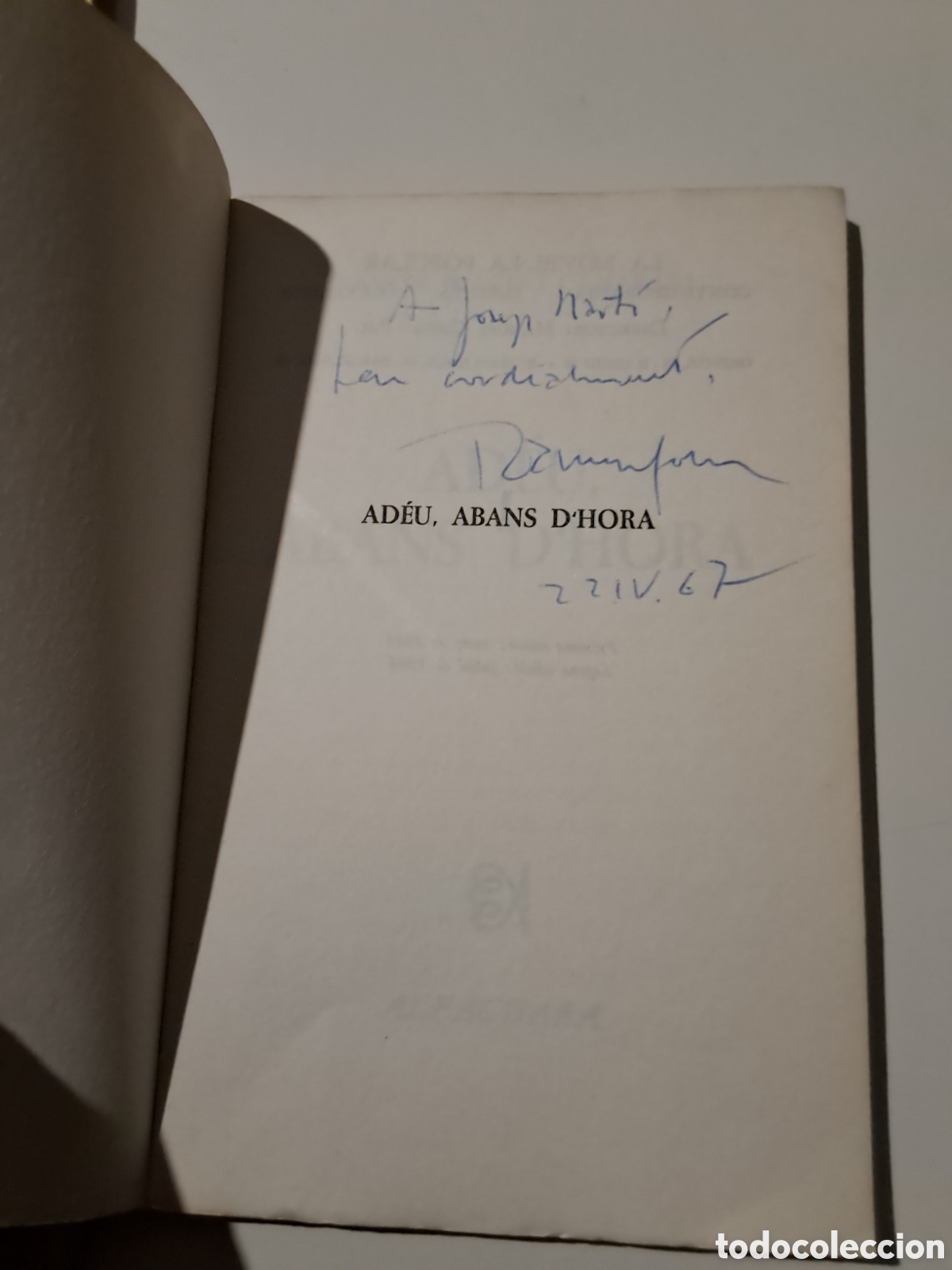 Libros: ADEU, ABANS D,HORA. Ramon Folch i Camarasa. - Foto 3