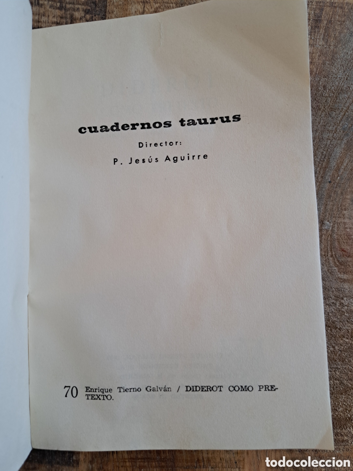 Libros: Jml Diderot como pretexto. E. Tierno Galvan. Cuadernos Tautus 70 - Foto 5