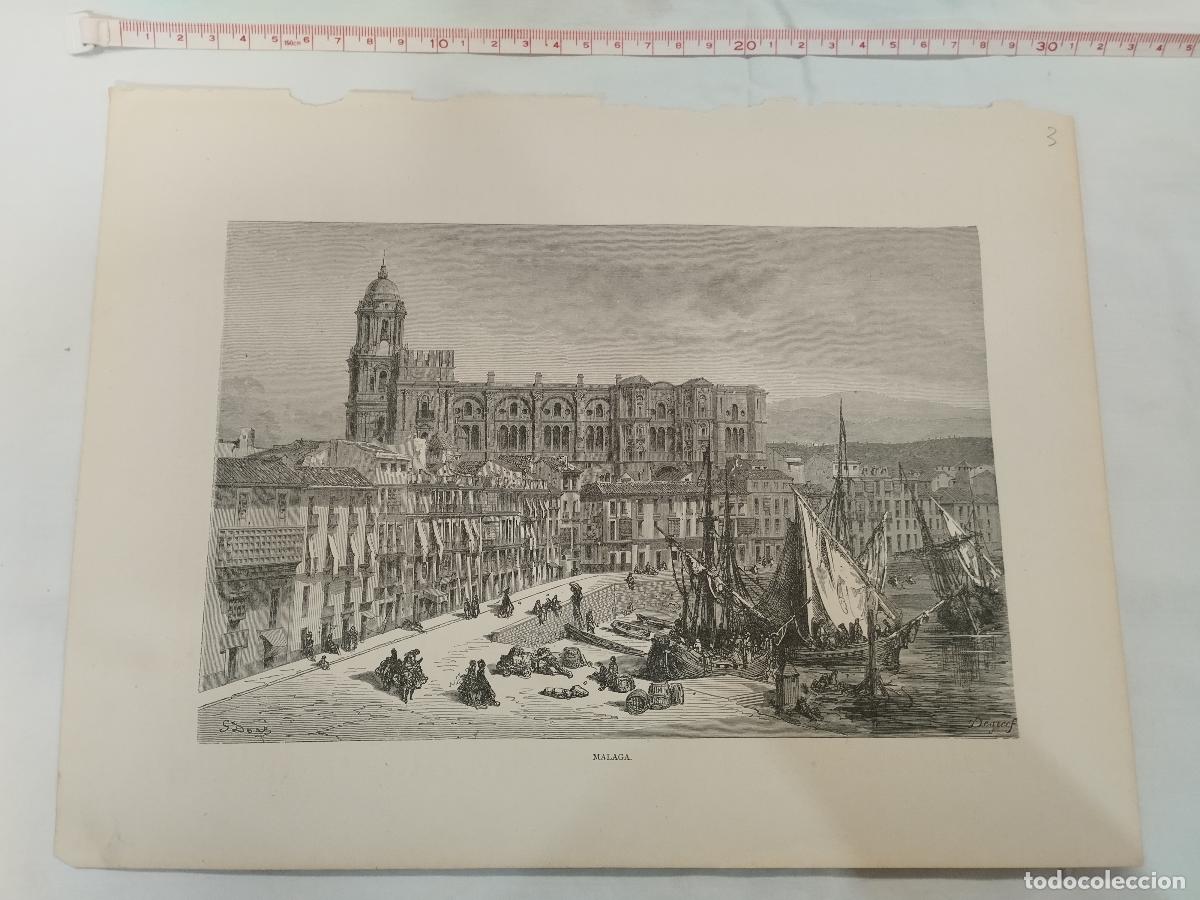 books: ANTIGUO GRABADO / OLD ENGRAVING: M&Aacute;LAGA GUSTAVO DOR&Eacute;. - Hoja procedente de ILUSTRATED TRAVELS