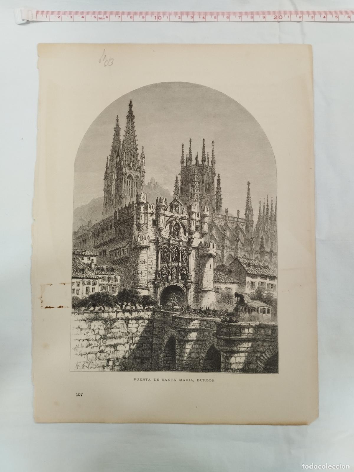 Libros: ANTIGUO GRABADO : PUERTA DE SANTA MAR&Iacute;A BURGOS siglo XIX - Picturesque Europe