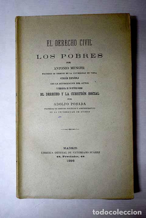 Livres: El derecho civil y los pobres.- Menger, Anton