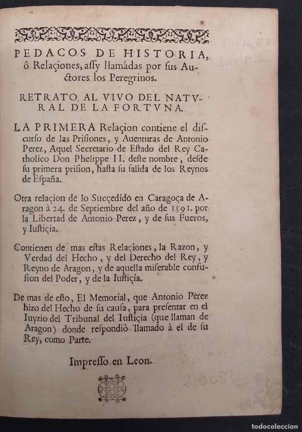 Livres: Pedacos de Historia o Relaciones, asi llamadas por sus Autores los Peregrinos. - Rafael Peregrino (A