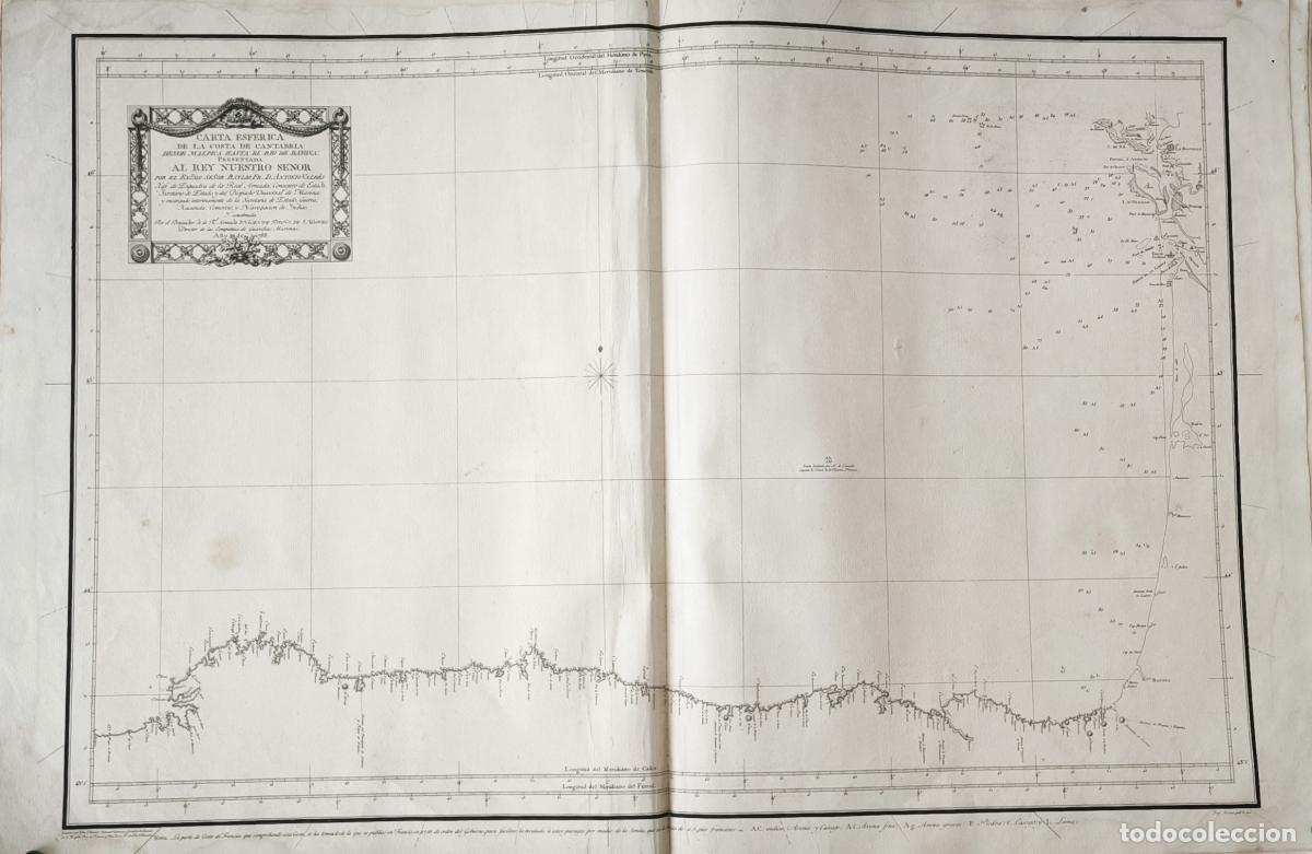 Libros: Carta esf&eacute;rica de la costa de Cantabria desde Malpica hasta el r&iacute;o de Bayona - Vicente Tofi&ntilde;o de San