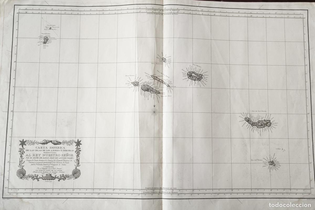 Livros em segunda m&atilde;o: Carta Esf&eacute;rica de las islas de Los Azores o Terceras - Vicente Tofi&ntilde;o de San Miguel