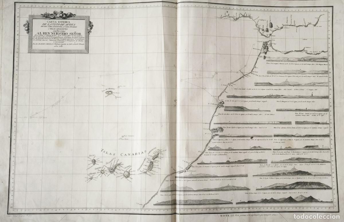 Libros: Carta Esf&eacute;rica de la Costa de &Aacute;frica desde Cabo Espartel a Cabo Bojador e Islas adyacentes - Vicente