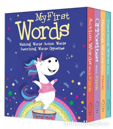 Libros: MY FIRST WORDS: NAMING WORDS, ACTION WORDS, DESCRIBING WORDS, OPPOSITE WORDS � BOX SET OF 4 BOARD BO