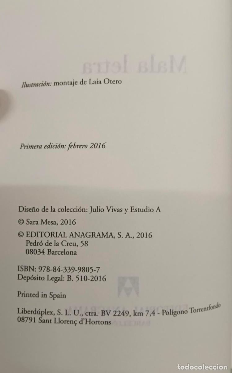 Libros: Mala letra - Mesa, Sara - Foto 2