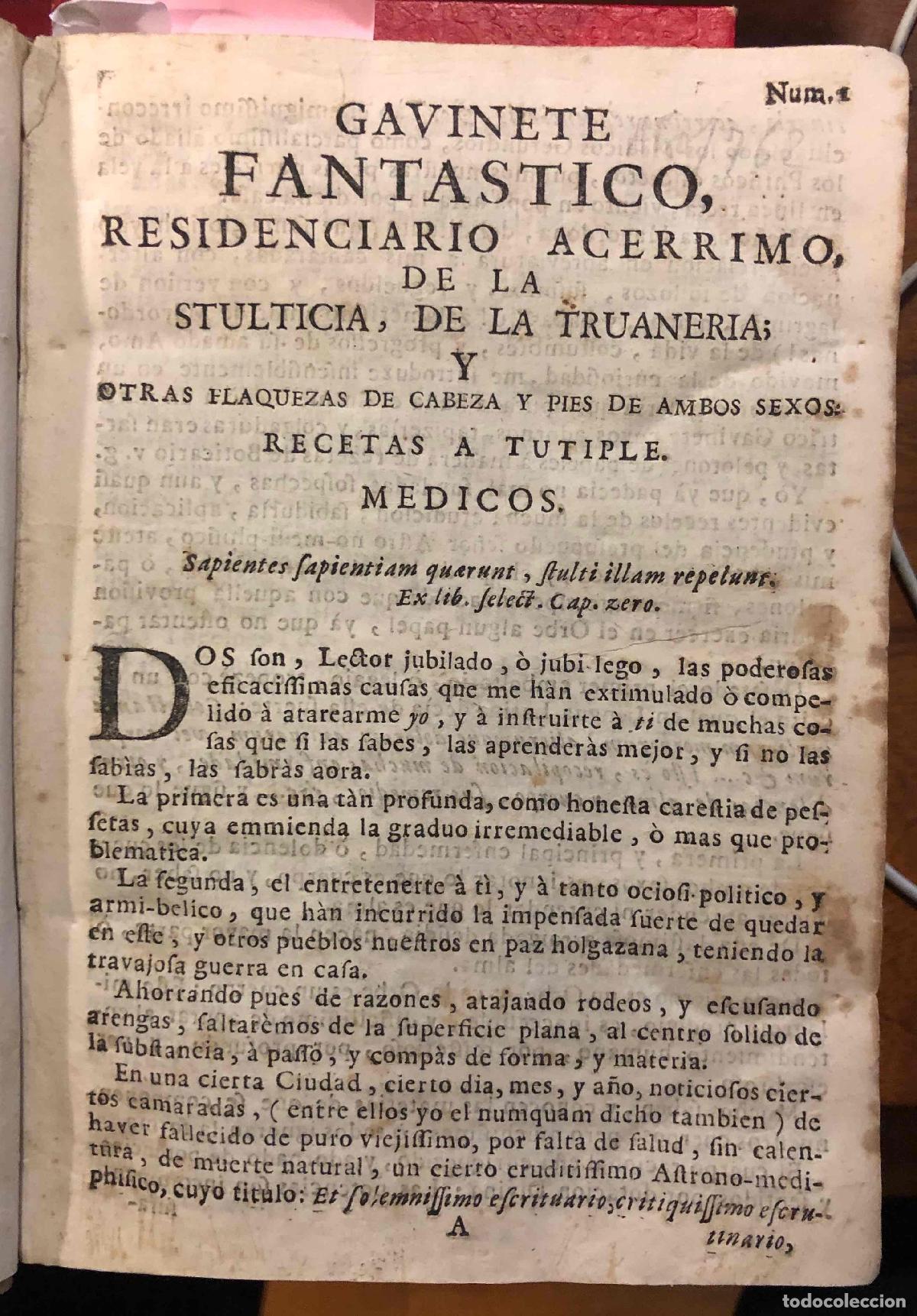 Livres: Gavinete fant&aacute;stico, residenciario ac&eacute;rrimo, de la stulticia, de la truaner&iacute;a; ... Caxon de sastre c
