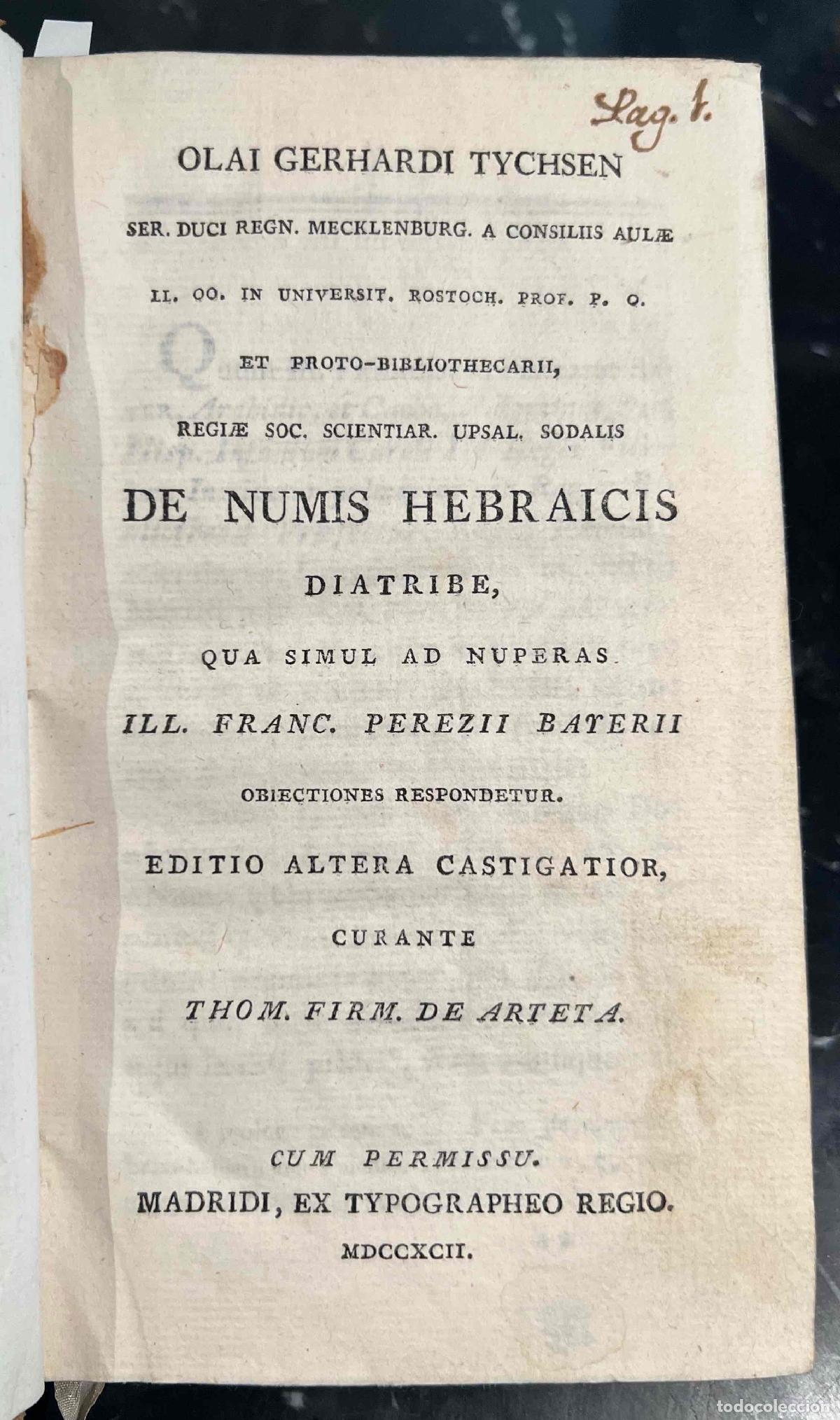 Livros em segunda m&atilde;o: (Miscel&aacute;nea)De Numis Hebraicis.../ De Vita&Scriptis Pauli Eliae, carmelitae.../ Viaje a los Ba&ntilde;os de