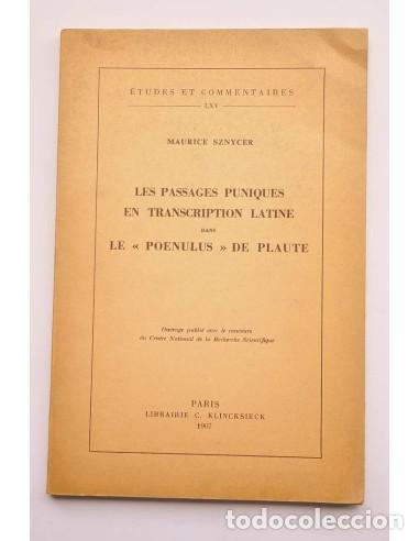 Libri di seconda mano: Les passages puniques en transcription latine dans le Poenulus de Plaute - SZNYCER, Maurice
