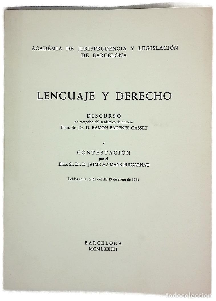 Livres: Lenguaje y derecho - Badenes Gasset, Ram&oacute;n