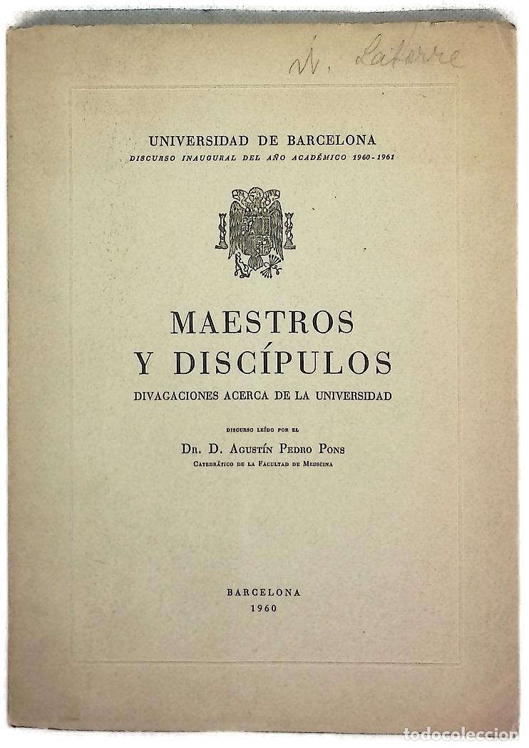 B&uuml;cher: Maestros y disc&iacute;pulos divagaciones acerca de la Universidad : discurso
