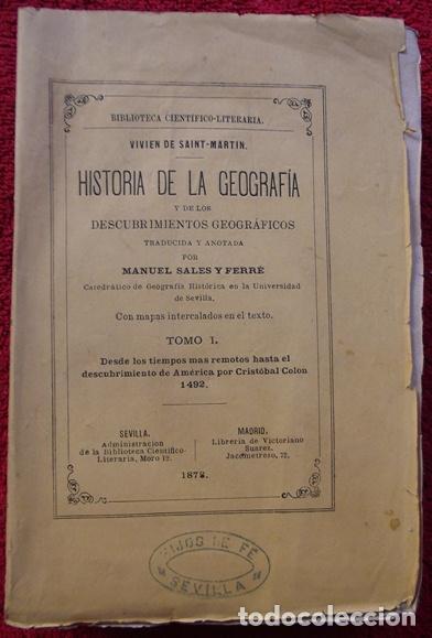 Libros: Historia de la Geograf&iacute;a y de los descubrimientos geogr&aacute;ficos - Vivien De Saint-martin