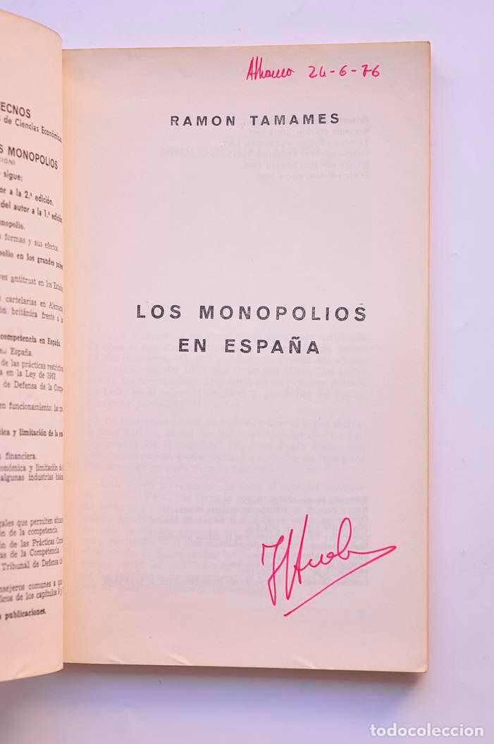 Libros: Los monopolios en Espa&ntilde;a - TAMAMES, Ram&oacute;n - Foto 2