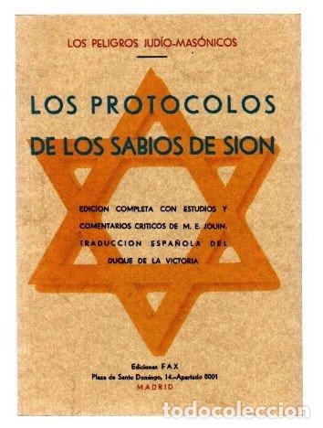 Libros: Los protocolos de los sabios de Si&oacute;n (Los peligros jud&iacute;o-mas&oacute;nicos) - NO CONSTA AUTOR