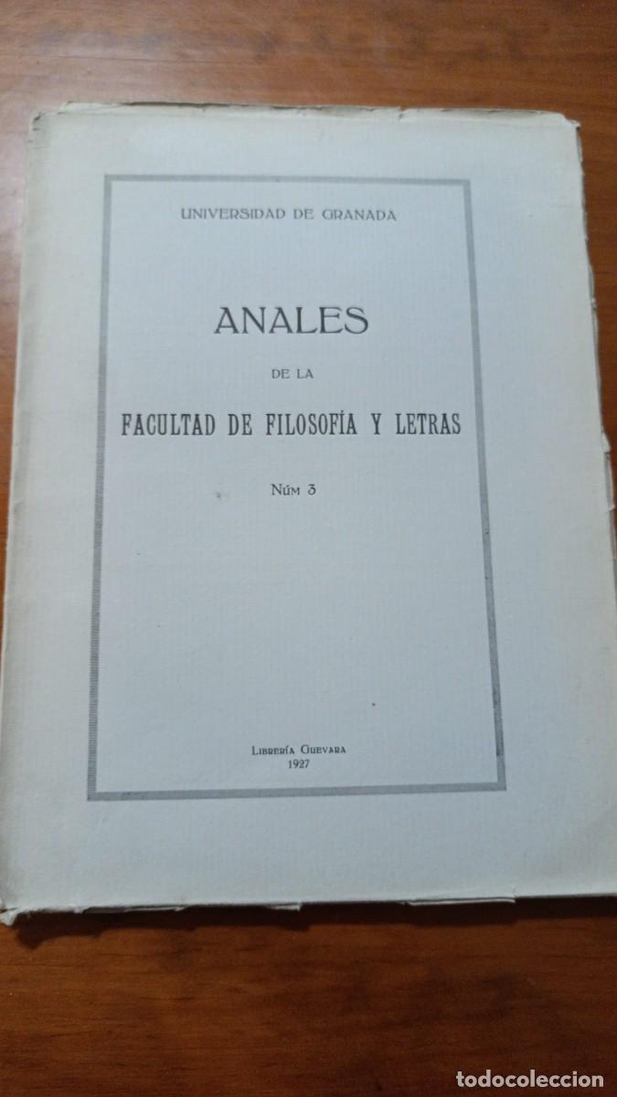 Libros: Anales de la Facultad de Filosof&iacute;a y Letras. Universidad de Granada. N&ordm; 3.
