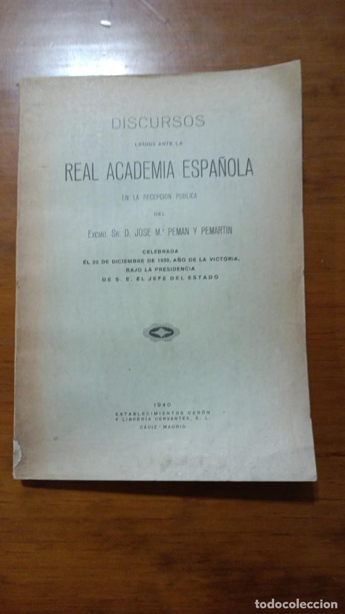 Livros em segunda m&atilde;o: PEM&Aacute;N y PEMART&Iacute;N, Jos&eacute; Mar&iacute;a: - Del sentido civil y su expresi&oacute;n en la poes&iacute;a espa&ntilde;ola. Discurso. .,