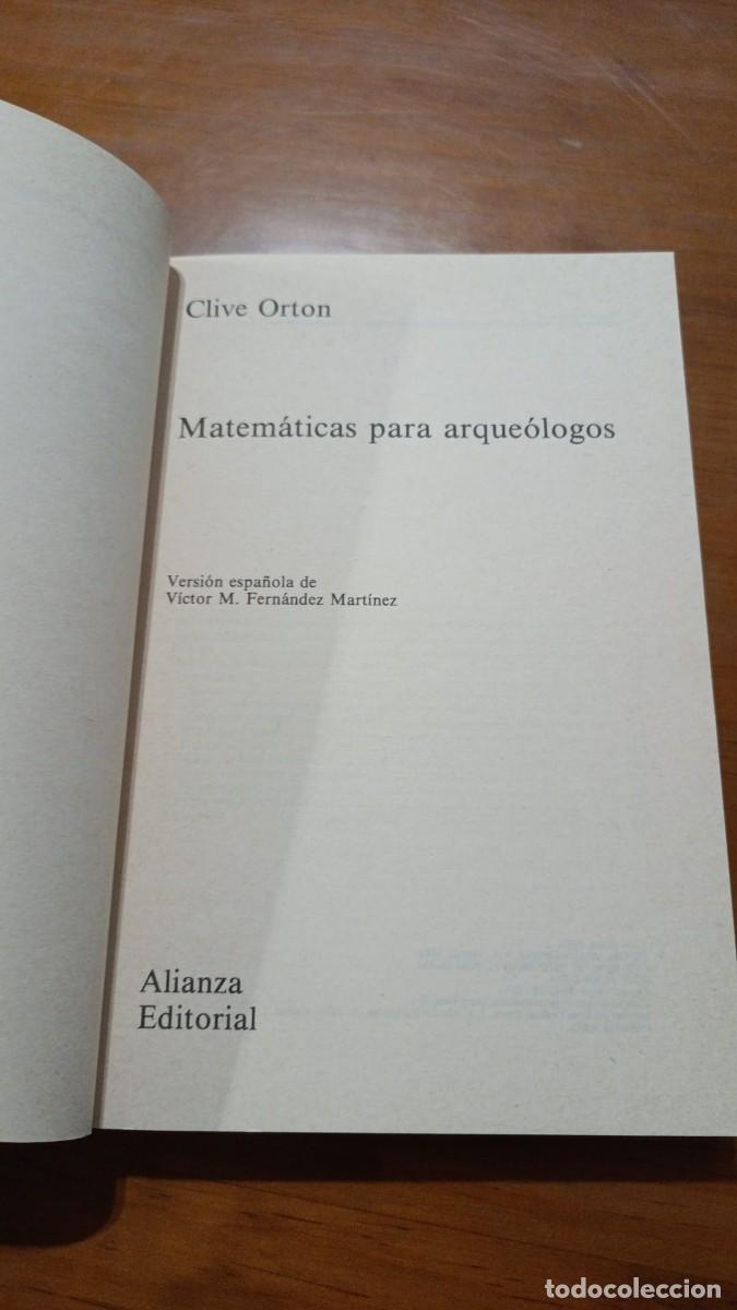 Libros: ORTON, Clive: - Matem&aacute;ticas para arque&oacute;logos. - Foto 2