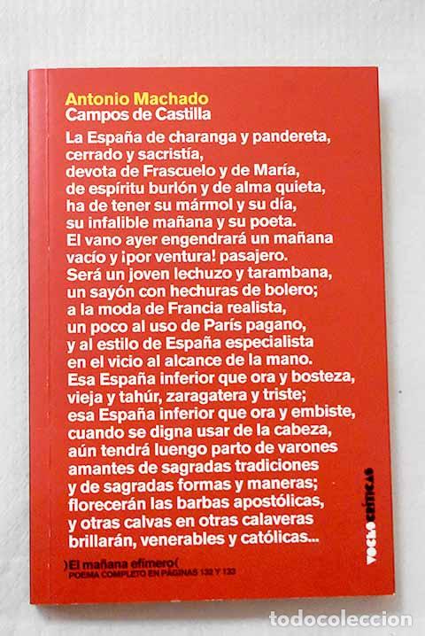 Libros: Campos de Castilla: Machado, Antonio.- Machado, Antonio - Foto 1