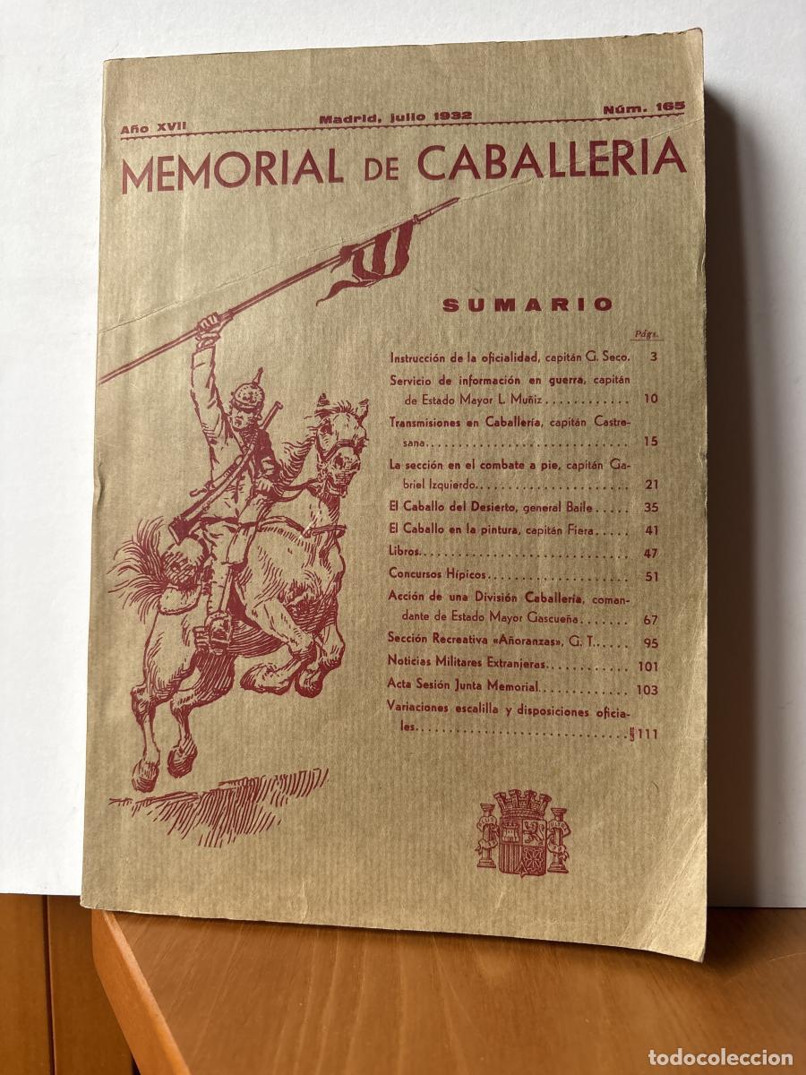 B&uuml;cher: MEMORIAL DE CABALLERIA. A&Ntilde;O XVII. MADRID JULIO 1932. N&ordm;165 - VVAA. TDK378