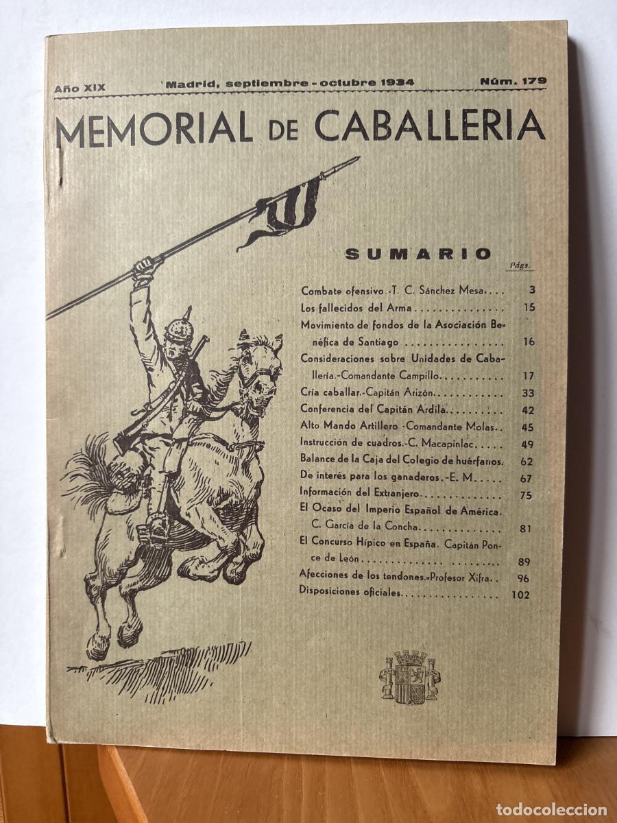 Libri di seconda mano: MEMORIAL DE CABALLERIA. A&Ntilde;O XIX. N&ordm;179. SEPTIEMBRE-OCTUBRE 1934 - VVAA. TDK378