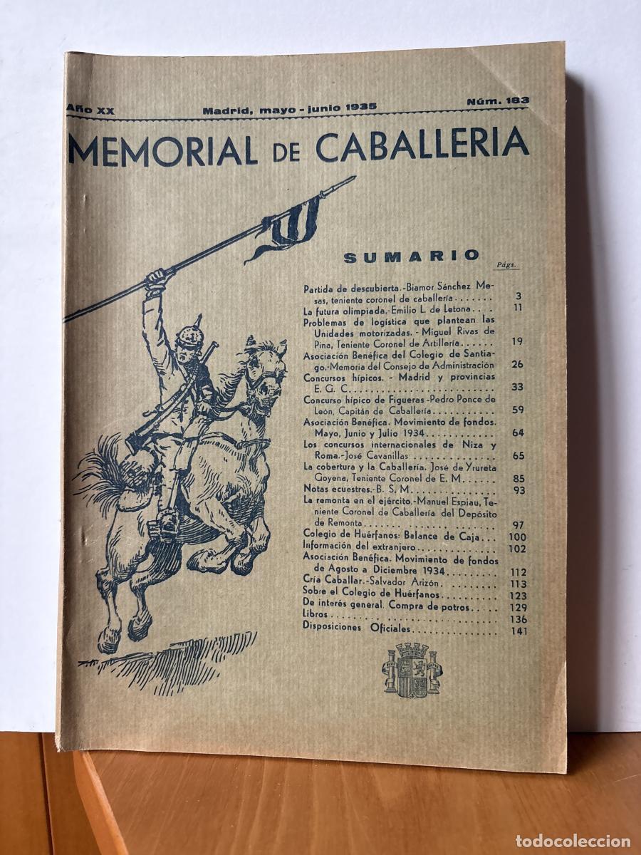 Libri di seconda mano: MEMORIAL DE CABALLERIA. A&Ntilde;O XIX. N&ordm;183. MAYO-JUNIO 1935 - VVAA. TDK378