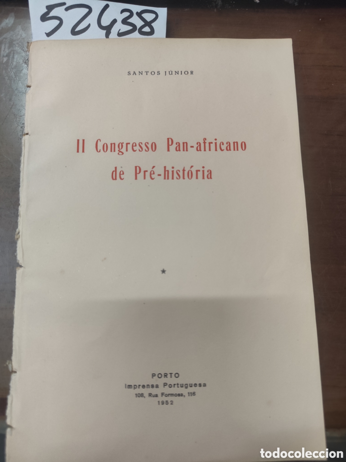B&uuml;cher: II CONGRESO PAN AFRICANO DE PRE HISTORIA. A&ntilde;o 1952 - SANTOS JUNIOR