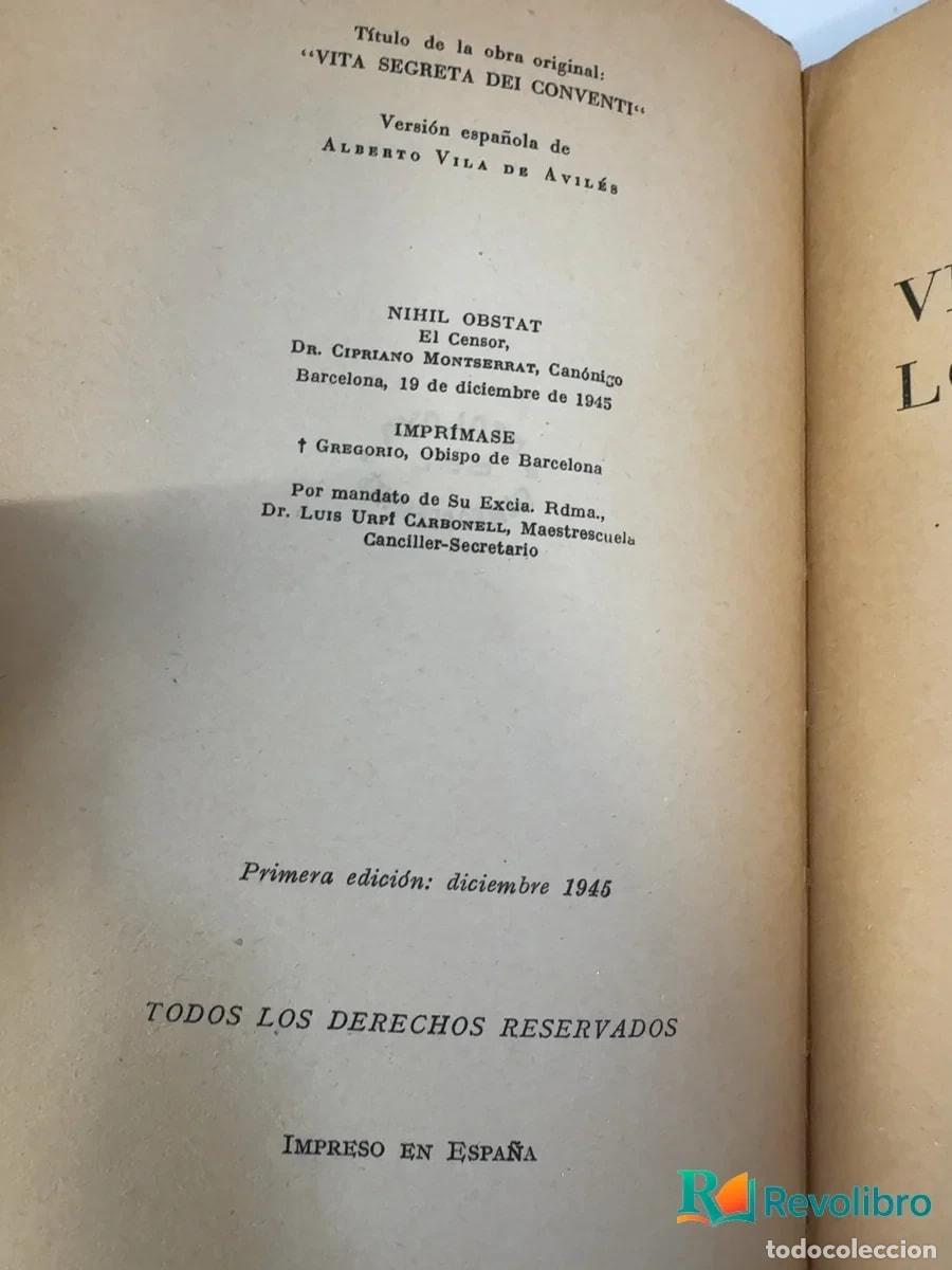 Libros: Vida secreta de los conventos - 1&ordf; edici&oacute;n - Attilio Crepas - Foto 4
