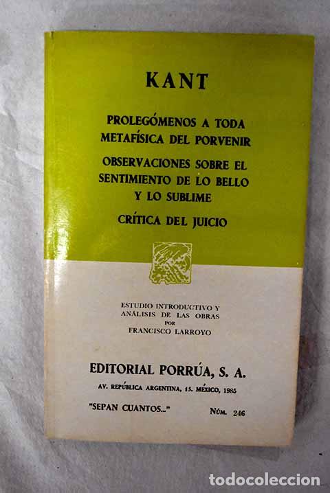 Libros: Proleg&oacute;menos a toda metaf&iacute;sica del porvenir .- Kant, Immanuel