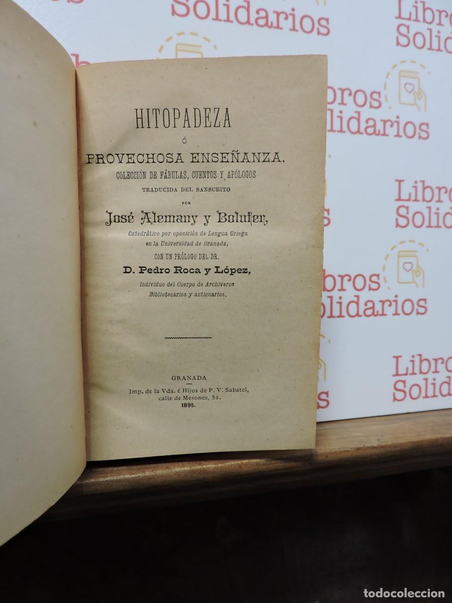 Libros: Hitopadeza o provechosa ense&ntilde;anza. Jos&eacute; Alemany y Bolufer. Granada, 1895