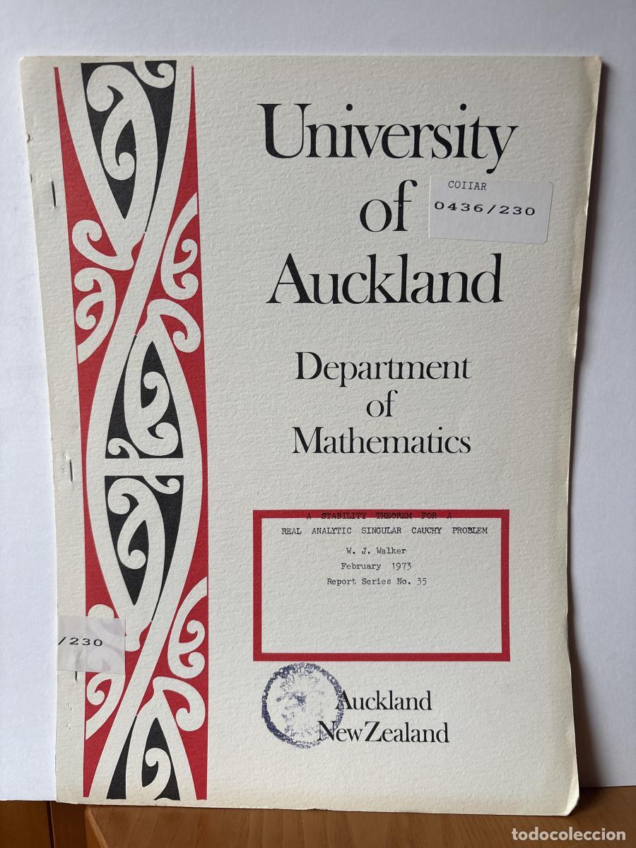 Libros: UNIVERSITY OF AUCKLAND. DEPARTMENT OF MATHEMATICS. N&ordm;35. A STABILITY THEOREM FOR A REAL ANALYTIC SIN