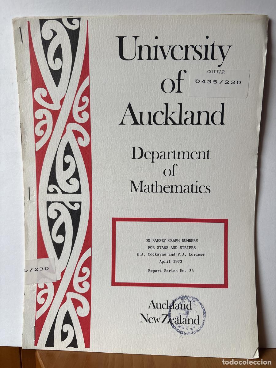 Libros: UNIVERSITY OF AUCKLAND. DEPARTMENT OF MATHEMATICS. N&ordm;36. ON RAMSEY GRAPH NUMBERS FOR STARS AND STRIP