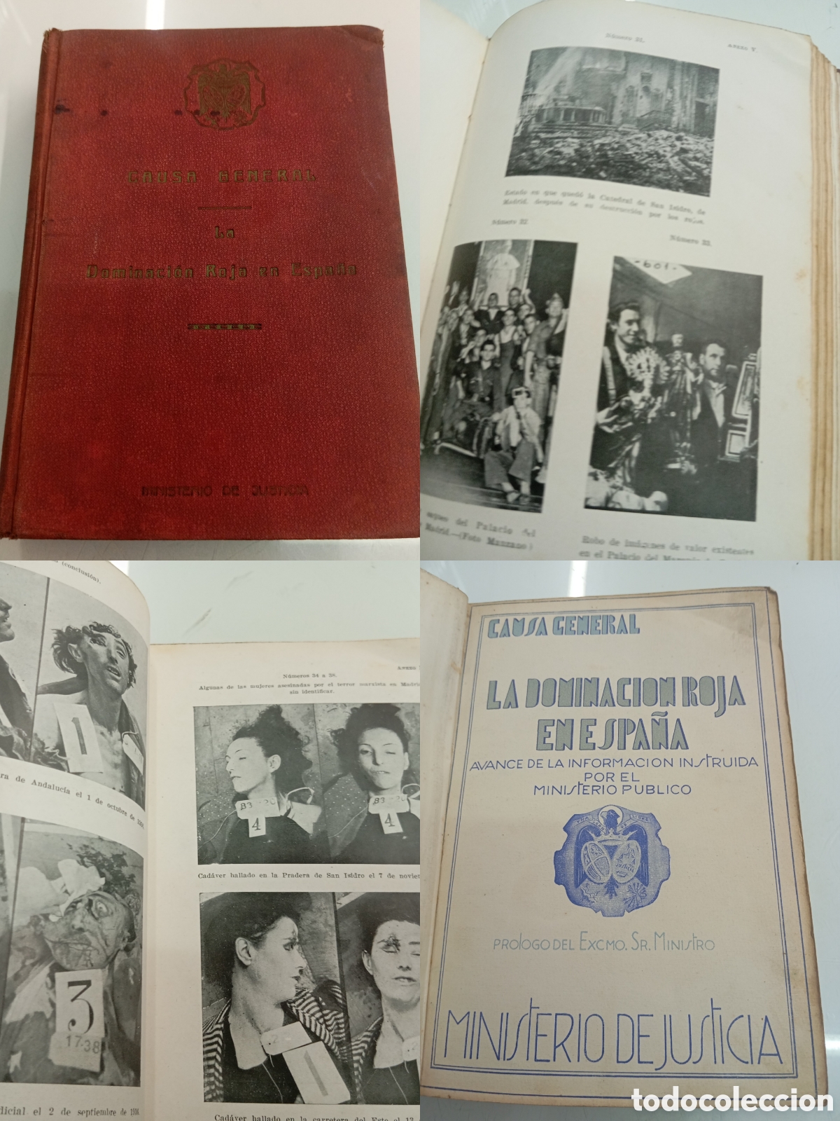 Libros: CAUSA GENERAL DE LA DOMINACION ROJA EN ESPA&Ntilde;A MINISTERIO JUSTICIA 1&ordf; EDICION 1943 CHECAS ASESINATOS