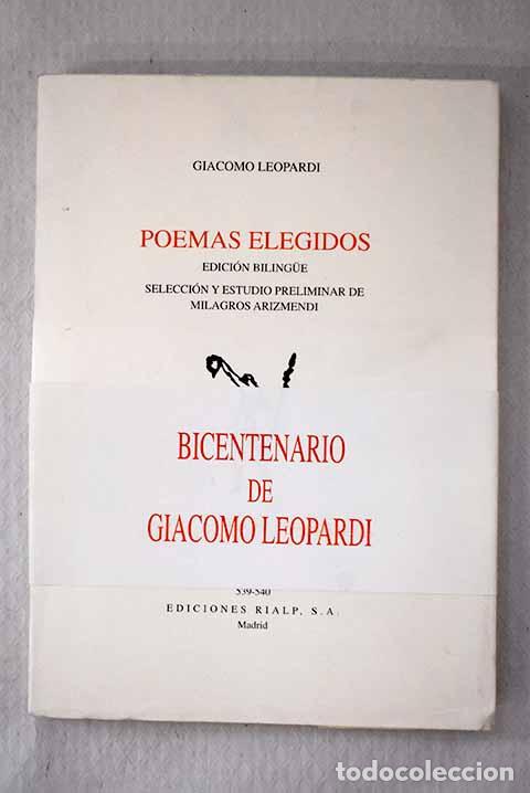 Livros em segunda m&atilde;o: Poemas elegidos: edici&oacute;n bilingue.- Leopardi, Giacomo