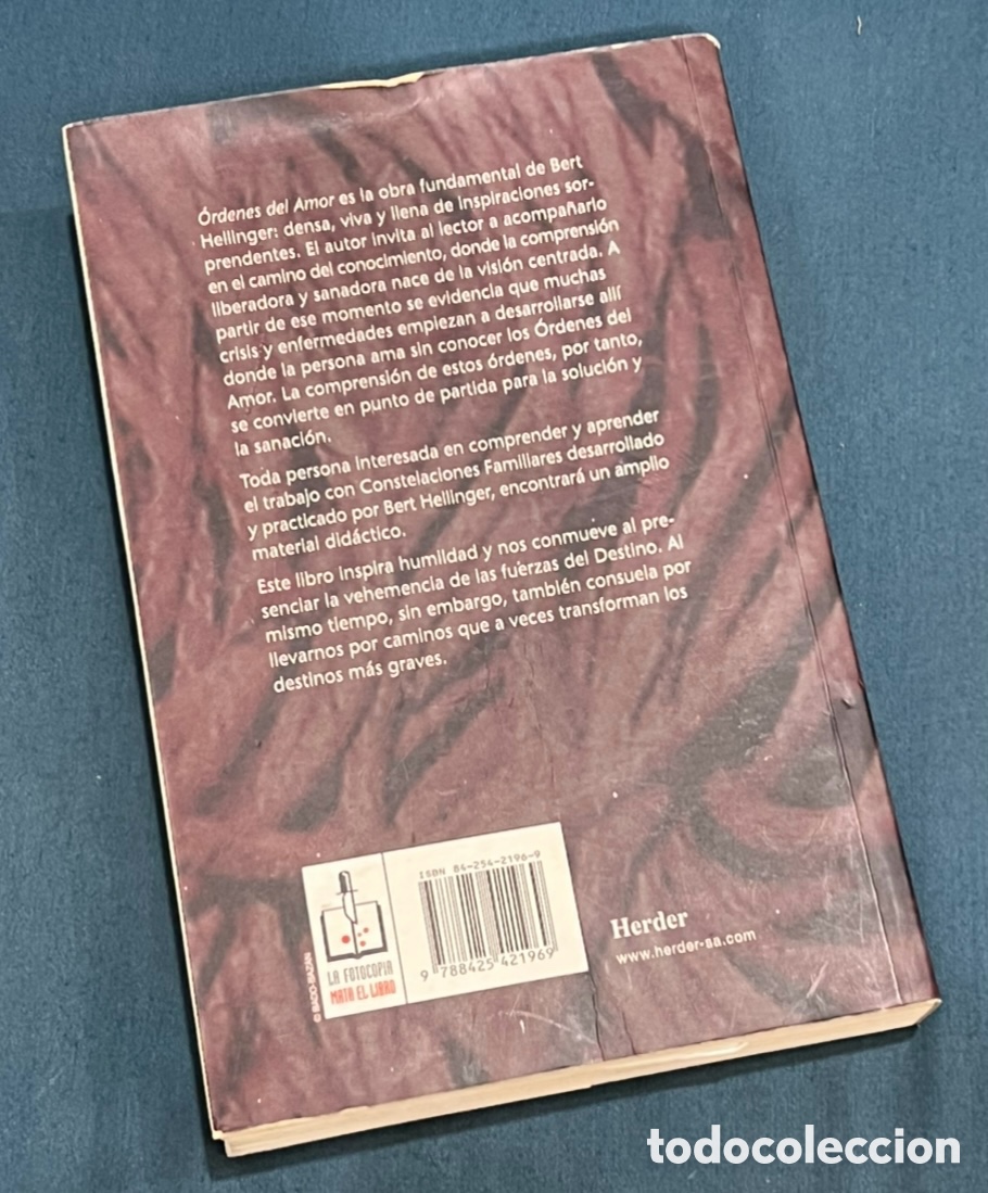 Libros: Libro. Bert Hellinger. &ldquo;Ordenes del amor&rdquo;. Ed. Herder. 2001. - Foto 2