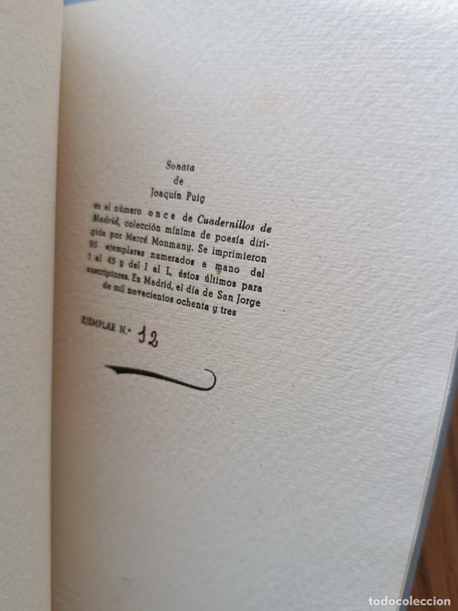 Libros: SONATA (Cuadernillos de Madrid, 1983) - JOAQU&Iacute;N PUIG - Foto 2